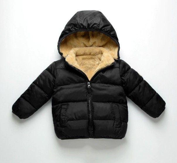 Chaqueta acolchada infantil con pelo J2868 negro 2