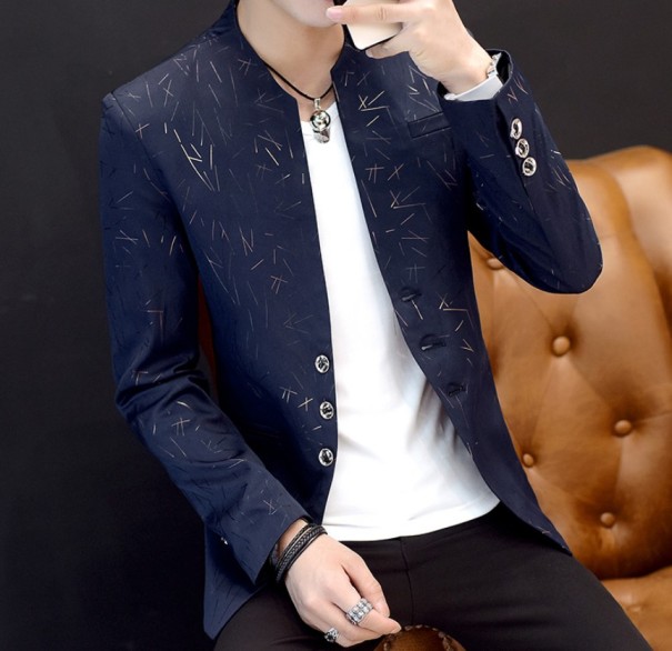 Chaqueta casual de hombre con un patrón interesante. azul S