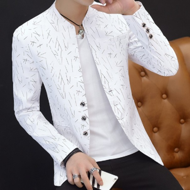 Chaqueta casual de hombre con un patrón interesante. blanco XXL