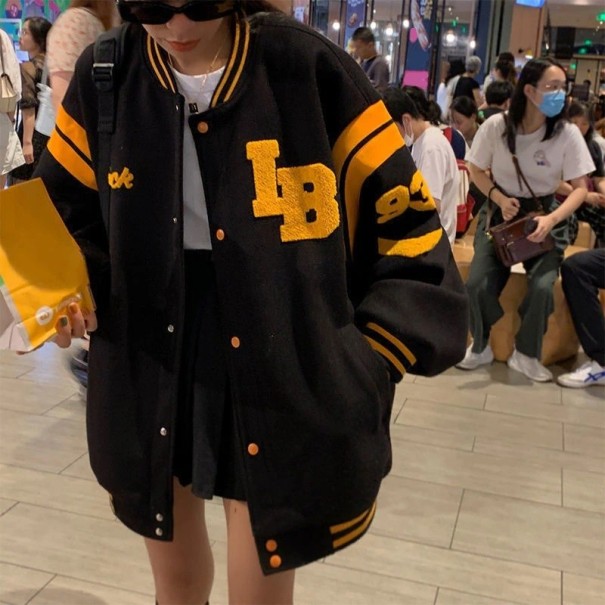 Chaqueta de béisbol para mujer P1559 negro XL