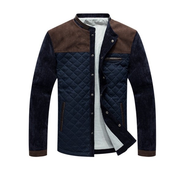 Chaqueta de botones para hombre J2085 azul y marrón XS