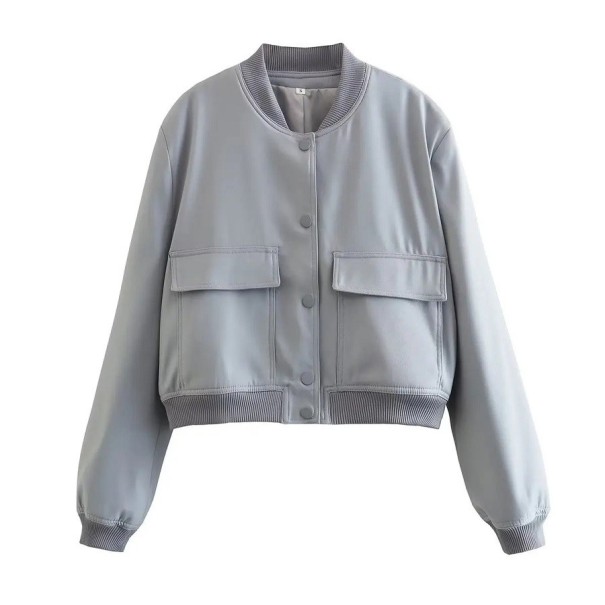 Chaqueta de botones para mujer gris S