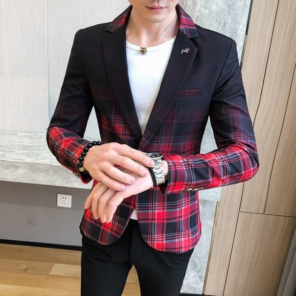 Chaqueta de cuadros para hombre F404 rojo S
