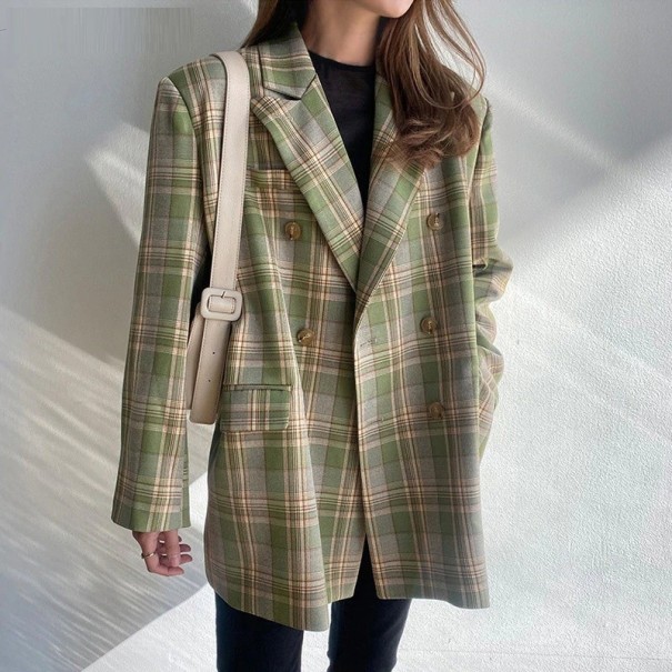 Chaqueta de cuadros para mujer verde XL