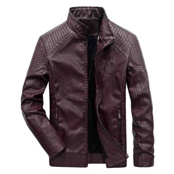 Chaqueta de cuero elegante para hombre J2088 burdeos L