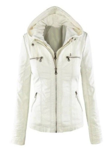 Chaqueta de cuero moderna para mujer J919 blanco 6XL