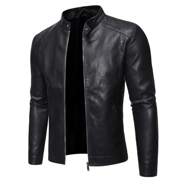 Chaqueta de cuero negra para hombre XL 1