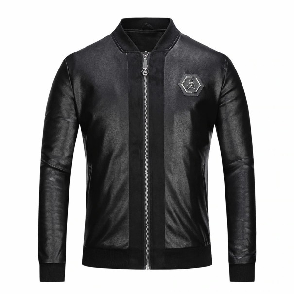 Chaqueta de cuero para hombre con calavera M