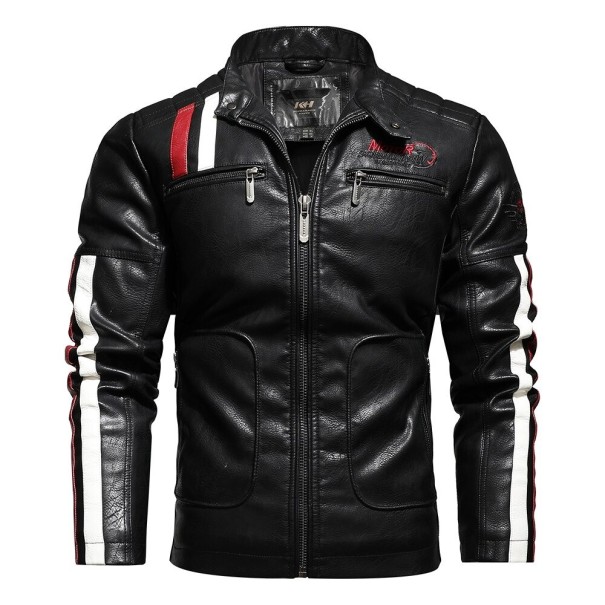 Chaqueta de cuero para hombre estilo motero negro XL 3 Chaqueta de cuero para hombre estilo motero negro XL 3