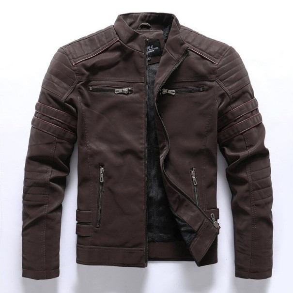 Chaqueta de cuero para hombre F1070 café S