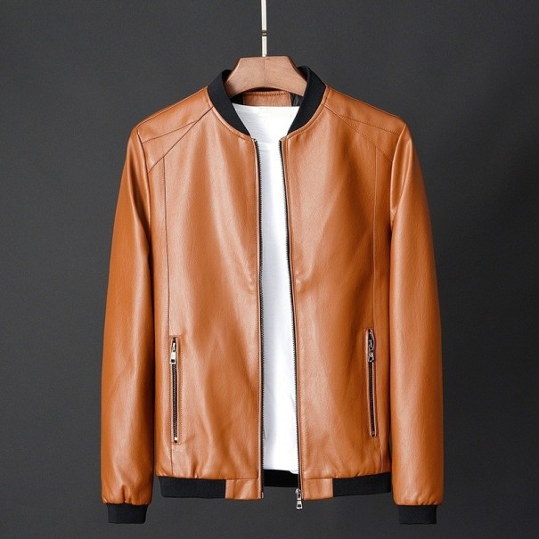 Chaqueta de cuero para hombre F1090 marrón 3XL