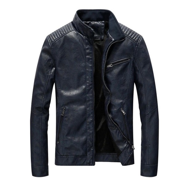 Chaqueta de cuero para hombre F1091 azul oscuro M