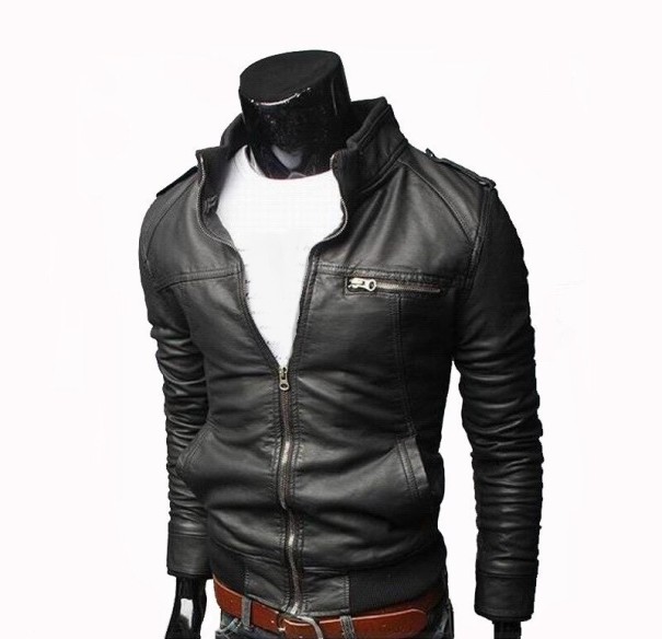 Chaqueta de cuero para hombre F1092 negro XS