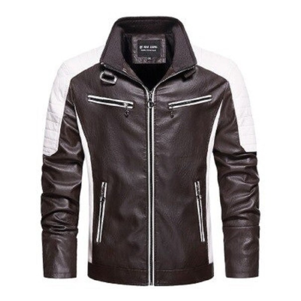 Chaqueta de cuero para hombre F1125 marrón oscuro L 1