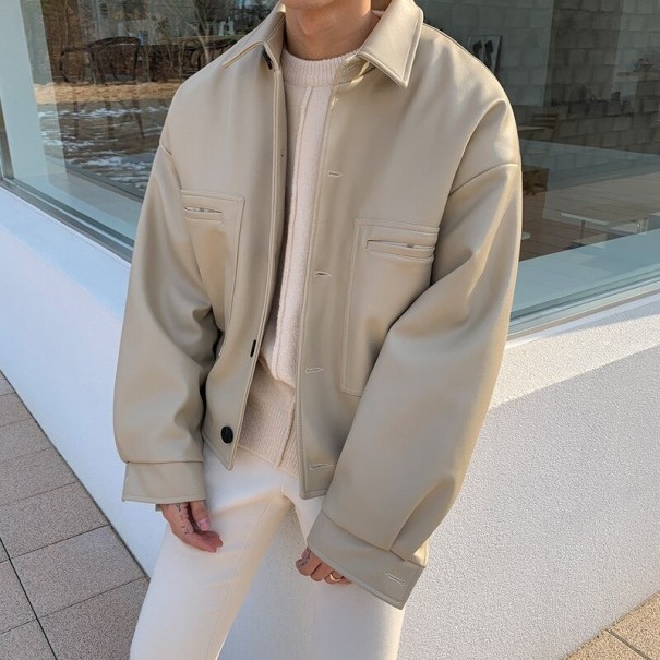 Chaqueta de cuero para hombre F1140 beige L