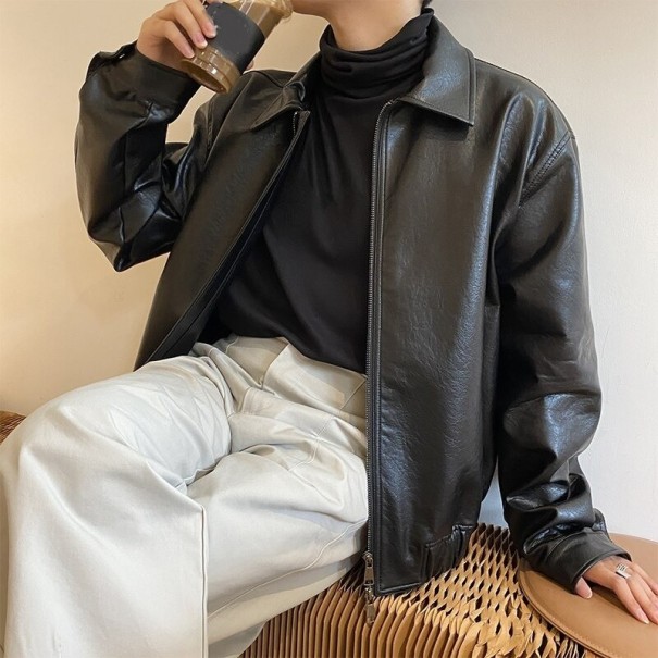 Chaqueta de cuero para hombre F1183 negro M