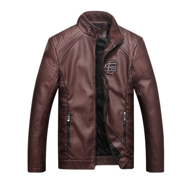 Chaqueta de cuero para hombre F1251 marrón oscuro L