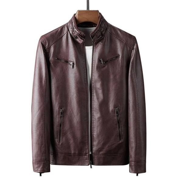 Chaqueta de cuero para hombre F1280 burdeos M