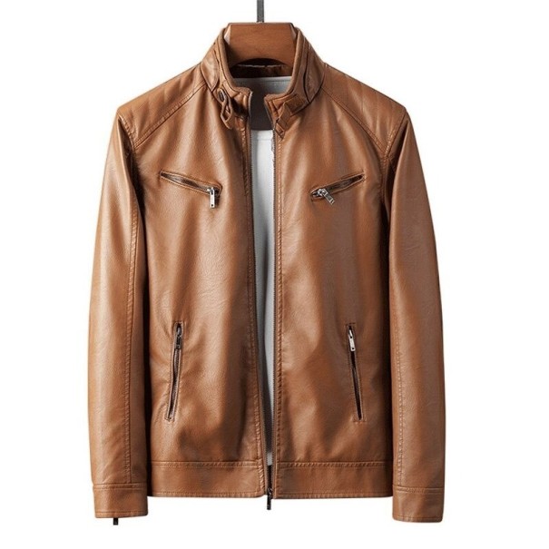 Chaqueta de cuero para hombre F1280 marrón claro M