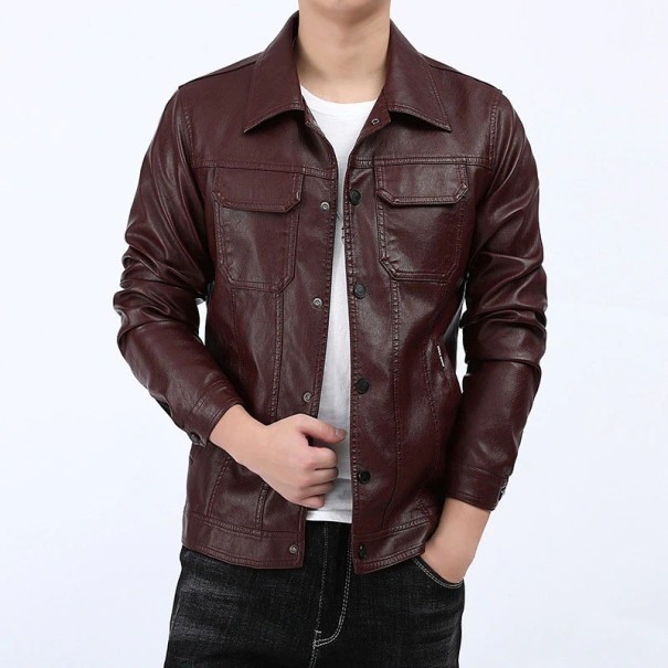 Chaqueta de cuero para hombre F1299 burdeos S