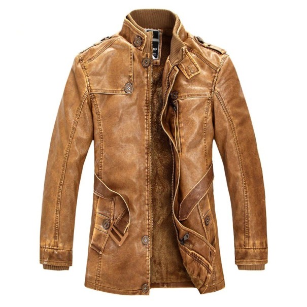 Chaqueta de cuero para hombre F1305 marrón claro XS