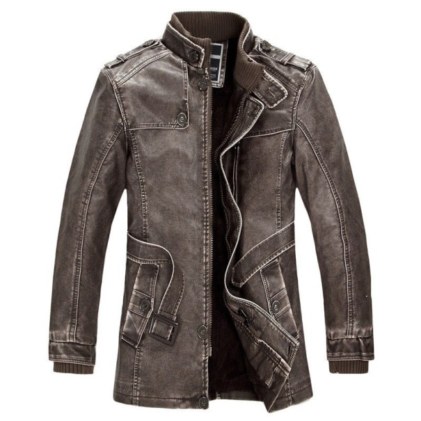 Chaqueta de cuero para hombre F1305 marrón XS