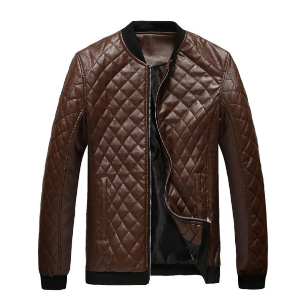 Chaqueta de cuero para hombre F401 café M