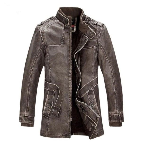 Chaqueta de cuero para hombre J2065 marrón L