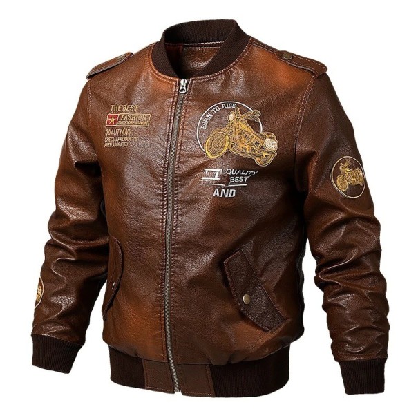 Chaqueta de cuero para hombre S34 marrón XXL