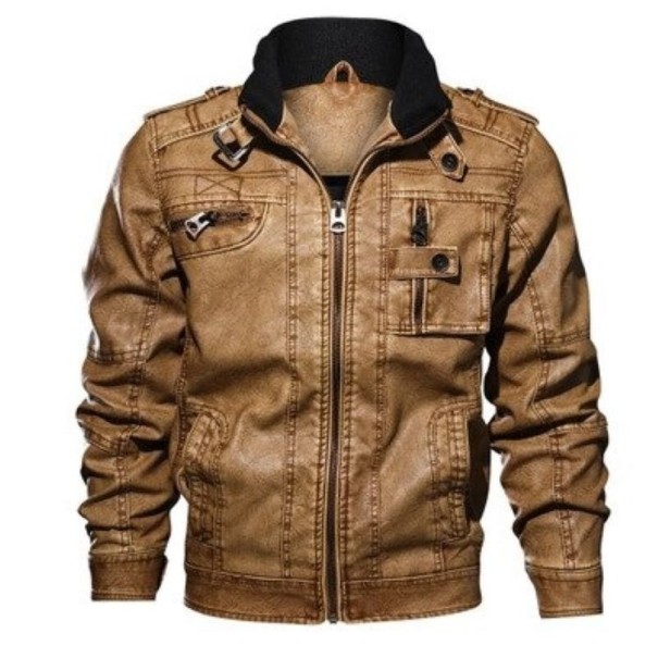 Chaqueta de cuero para hombre S4 marrón claro S