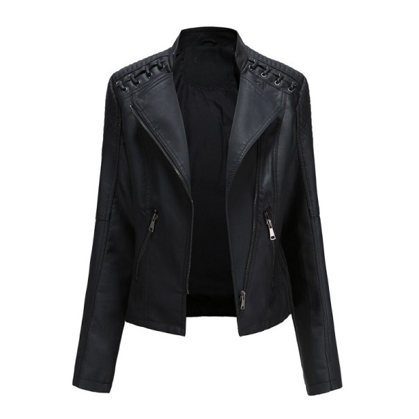 Chaqueta de cuero para mujer P1766 negro XS
