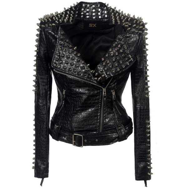 Chaqueta de cuero para mujer P1933 XXL 1