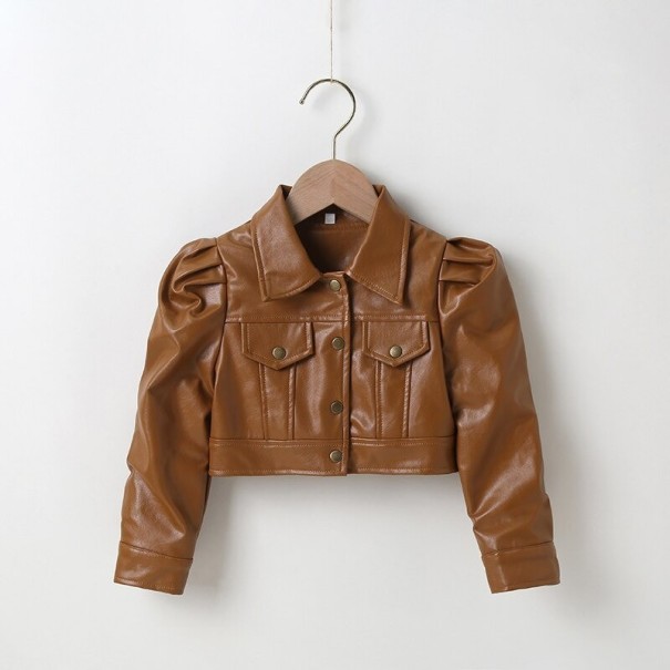 Chaqueta de cuero para niña L1891 marrón 3-4 años