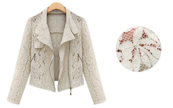 Chaqueta de encaje para mujer J1048 blanco S