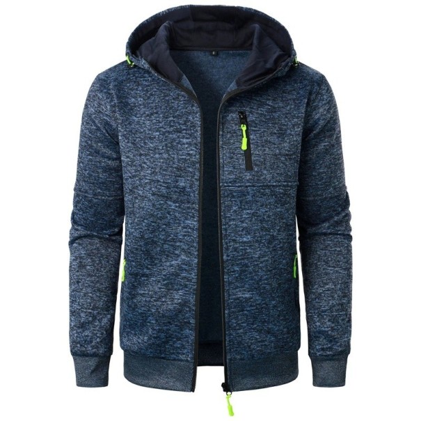 Chaqueta de hombre con capucha y cremallera Chaqueta deportiva de transición con bolsillos Cremalleras en contraste Chaqueta suave para primavera y otoño en la ciudad y en viajes. azul XXL
