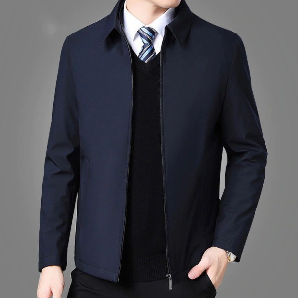 Chaqueta de hombre con cuello azul oscuro XS