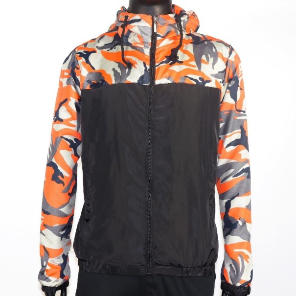 Chaqueta de hombre con estampado de camuflaje J2045 naranja XS