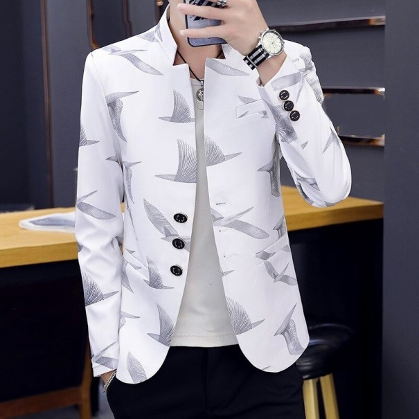 Chaqueta de hombre con pájaros blanco S Chaqueta de hombre con pájaros blanco S