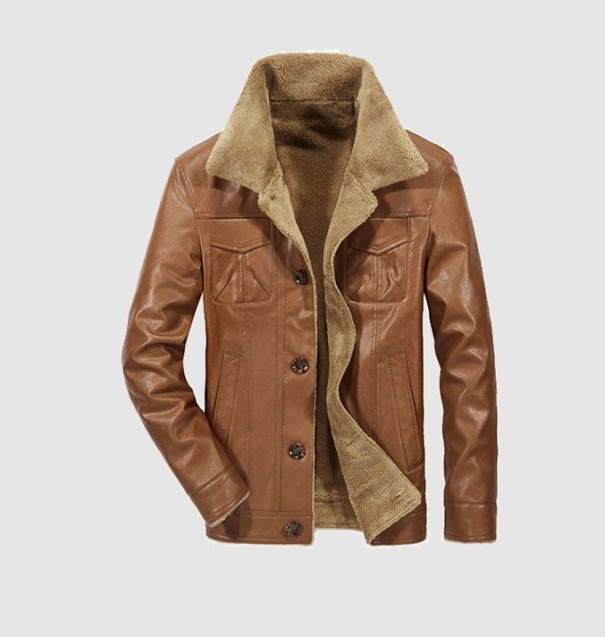 Chaqueta de hombre con pelo de piel sintética J2044 marrón M