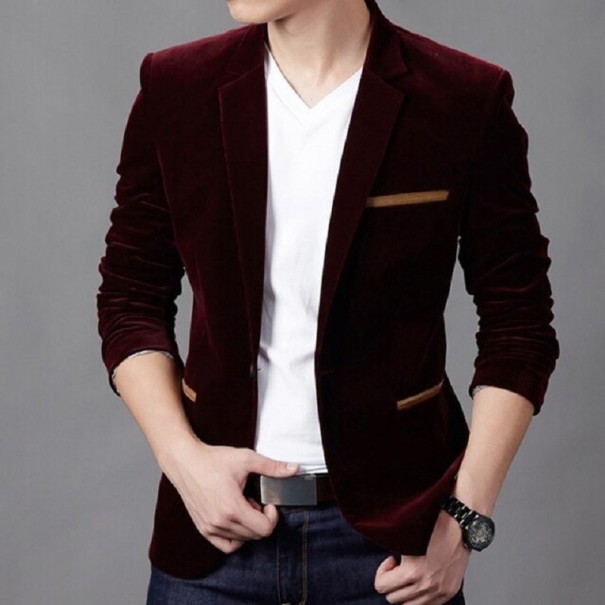 Chaqueta de hombre F326 rojo oscuro L