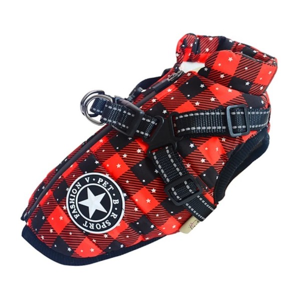 Chaqueta de invierno cálida para perros con pelo Chaqueta impermeable acolchada para perros Ropa impermeable para perros pequeños y grandes Abrigo a cuadros aislante para perros 4XL