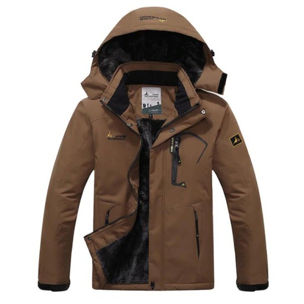 Chaqueta de invierno con capucha para hombre marrón XS