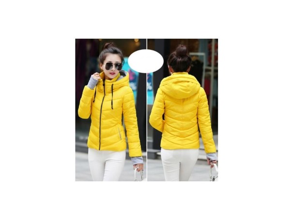 Chaqueta de invierno con capucha para mujer J3190 amarillo S