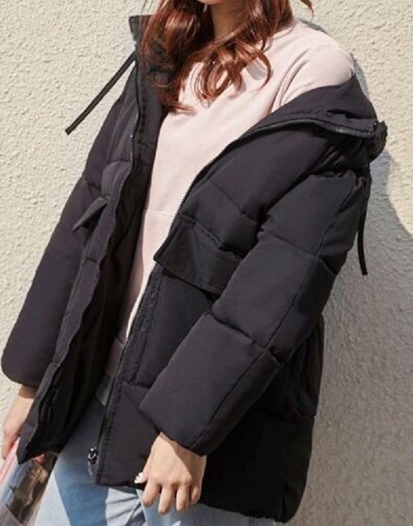 Chaqueta de invierno con capucha para mujer negro S