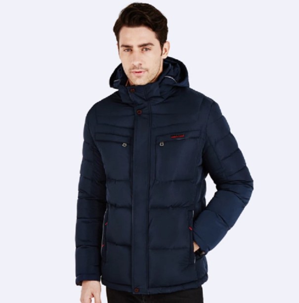 Chaqueta de invierno de algodón para hombre J2040 azul oscuro M