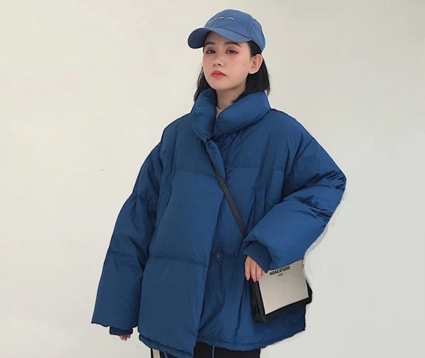 Chaqueta de invierno de gran tamaño para mujer azul oscuro S