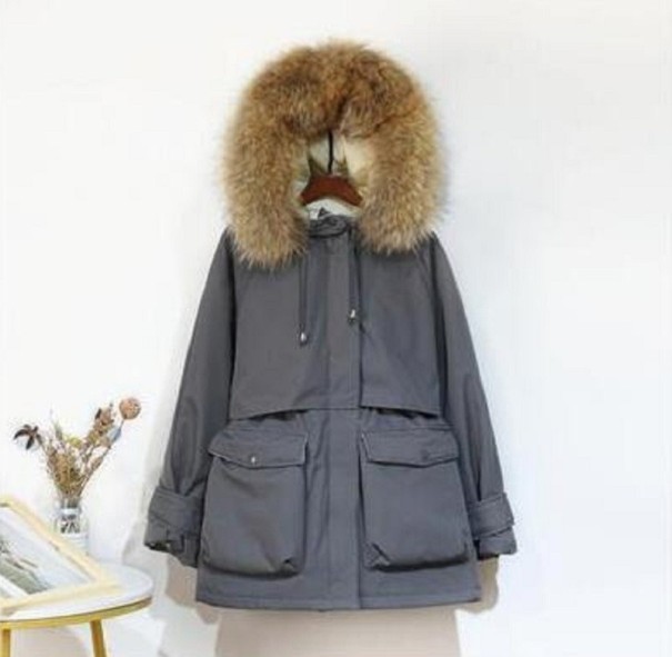 Chaqueta de invierno de mujer con pelo P1800 gris oscuro M