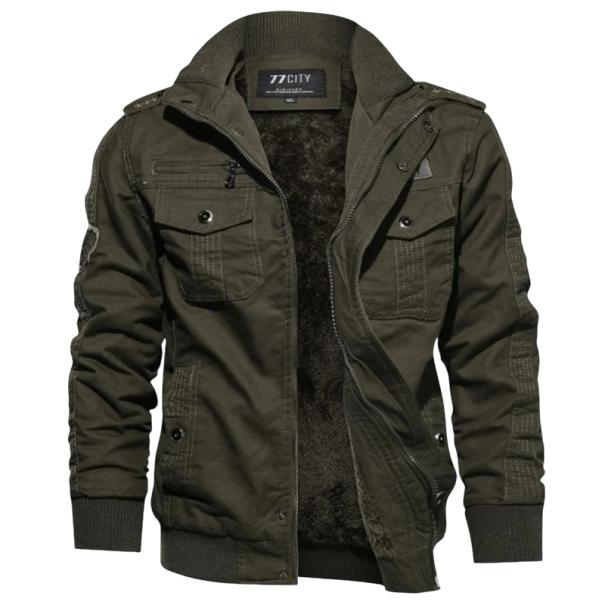 Chaqueta de invierno para hombre con cuello y diseño resistente al viento Cierre de botones Chaqueta de algodón con bolsillos Forro de poliéster Uso cálido en invierno verde XS