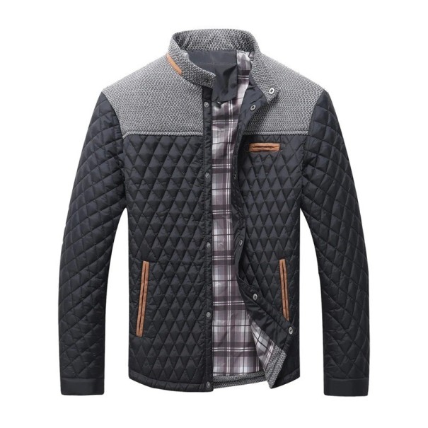 Chaqueta de invierno para hombre Resistente al viento Cierre de botones Chaqueta de poliéster con bolsillos Forro de poliéster Cálido y cómodo para el invierno negro M