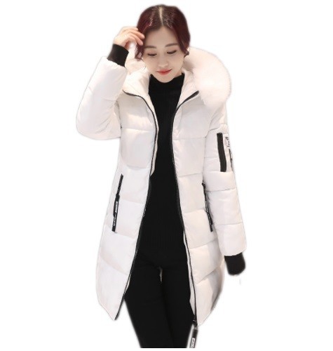 Chaqueta de invierno para mujer con cuello distintivo J3006 blanco M